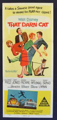 That Darn Cat 1965 Daybill Movie Poster Hayley Mills Dean Jones Stone Litho Art