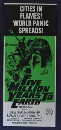 Five Million Years To Earth Poster Original Daybill 1967 Hammer Horror Andrew Keir