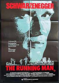 The Running Man Poster Original One Sheet 1987 Arnold Schwarzenegger Sharon Stone