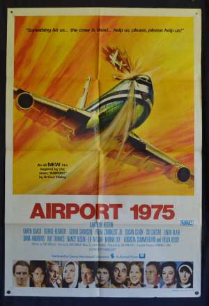Airport 75 Poster Original One Sheet 1974 Charlton Heston Disaster Film