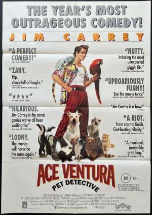 Ace Ventura Pet Detective Poster Original One Sheet 1994 Jim Carrey Sean Young