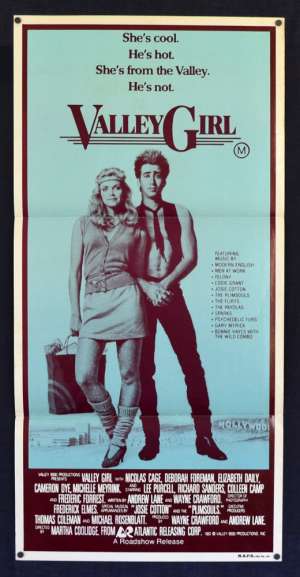 Valley Girl 1983 Movie Poster Daybill RARE Nicolas Cage 80&#039;s Music
