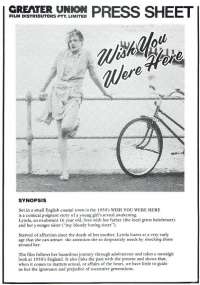 Wish You Were Here 1987 Movie Press Sheet Emily Lloyd Tom Bell