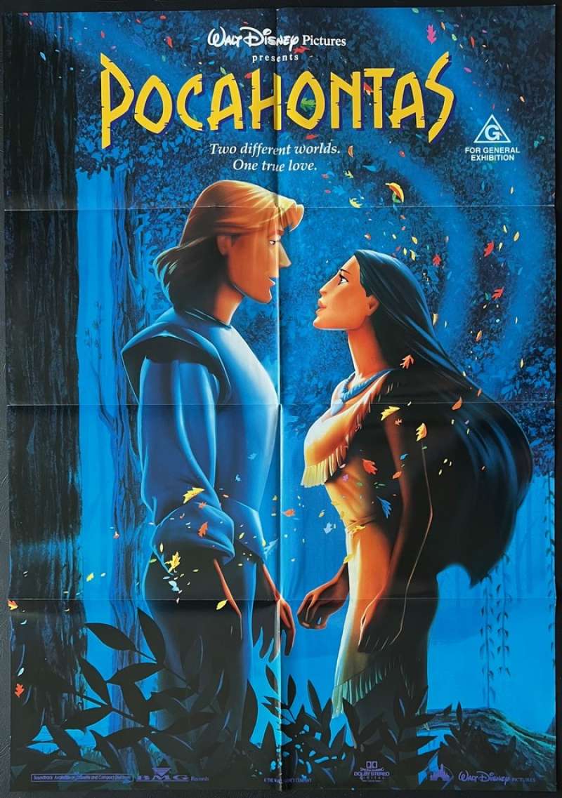All About - Pocahontas Movie Poster Original One Sheet 1995 Disney Mel Gibson