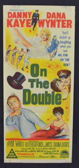 On The Double Poster Original Daybill Stone Litho 1961 Danny Kaye Diana Doors