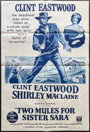 Two Mules For Sister Sara Poster One Sheet Original 1970&#039;s Re-Issue