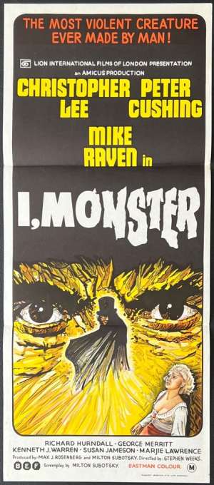 I Monster Poster Original Daybill 1971 Christopher Lee Peter Cushing