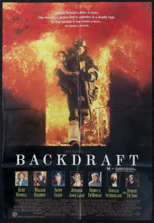 Backdraft Poster Original One Sheet 1991 Cast Artwork Kurt Russell Firefighters