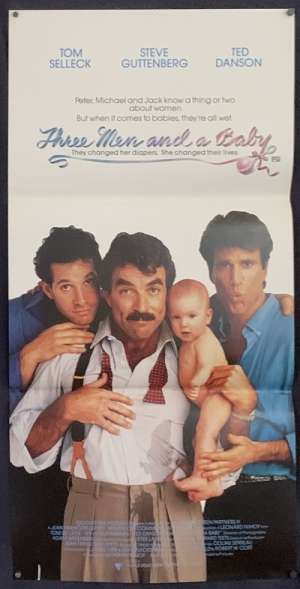 Three Men And A Baby Daybill Poster Original Near Mint 1987 Tom Selleck Ted Danson