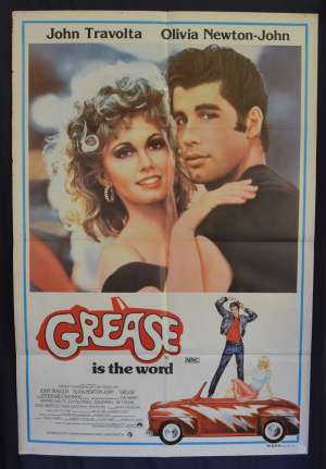 Grease Poster One Sheet Original 1978 John Travolta Olivia Newton John