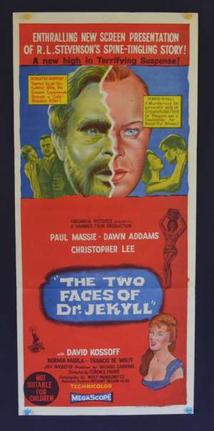 The Two Faces Of Dr. Jekyll 1960 Christopher Lee Hammer Horror Daybill movie poster