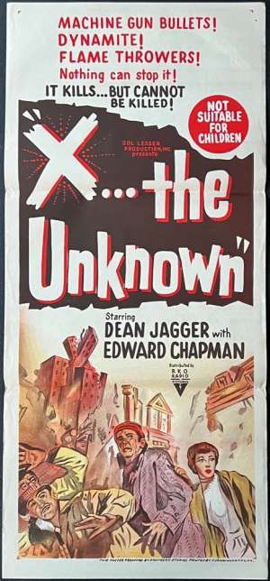 X The Unknown 1956 Daybill movie poster Hammer Horror Dean Jagger RKO