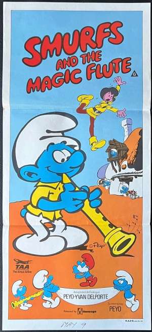 Smurfs And The Magic Flute 1983 rare Daybill movie poster animation Peyo