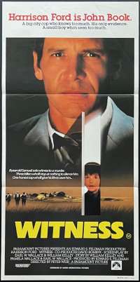 Witness Daybill Movie Poster Original 1985 Harrison Ford Kelly McGillis