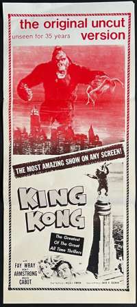 King Kong Poster Original Daybill Rare 1968 Re-Issue Fay Wray Ape Art