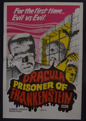 Dracula Prisoner Of Frankenstein Poster One Sheet Original 1972 Howard Vernon