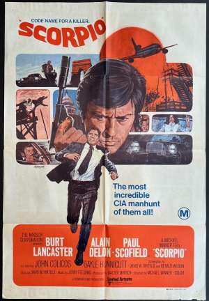 Scorpio Poster One Sheet Original 1973 Burt Lancaster Paul Scofield CIA