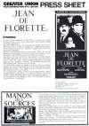 Jean De Florette 1986 Movie Press Sheet G&eacute;rard Depardieu Daniel Auteuil Yves Montand