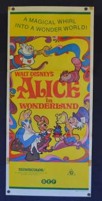 Alice In Wonderland Daybill Movie Poster Disney 1974 Re-Release Classic