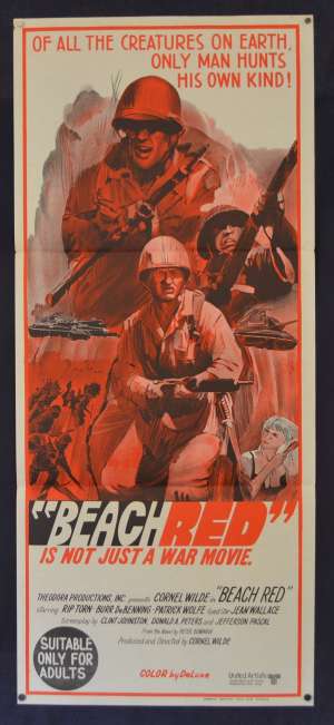 Beach Red Movie Poster Original Daybill 1967 Cornel Wilde Rip Torn
