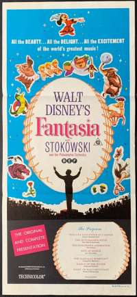 Fantasia Poster Original Daybill 1970&#039;s Re-Issue Disney Mickey Mouse