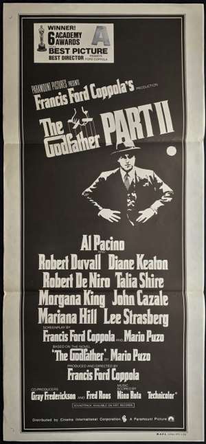 The Godfather Part 2 Poster Original Daybill 1974 Al Pacino Robert De Niro Gangsters
