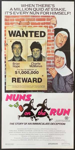 Nuns On The Run Poster Original Daybill 1990 Eric Idle Robbie Coltrane