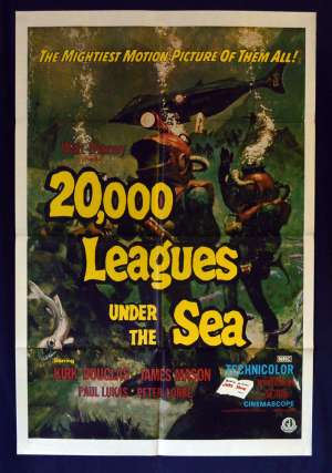 20,000 Leagues Under The Sea Poster Original One Sheet 1970&#039;s RI Kirk Douglas