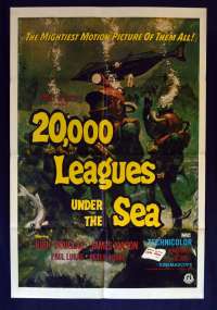 20,000 Leagues Under The Sea Poster Original One Sheet 1970's RI Kirk Douglas