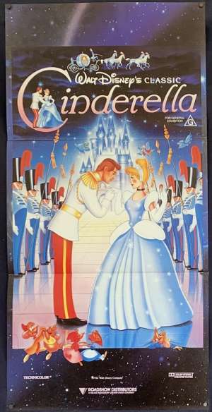 Cinderella 1950 Poster Original Daybill 1990 Re-Issue Disney