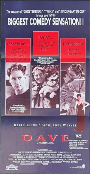 Dave Poster Original Daybill 1993 Kevin Kline Sigourney Weaver