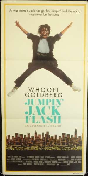Jumpin&#039; Jack Flash 1986 movie poster Whoopi Goldberg Daybill