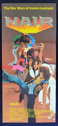 Hair Poster Original Daybill 1979 Milos Foreman Treat Williams Beverly D&#039;Angelo