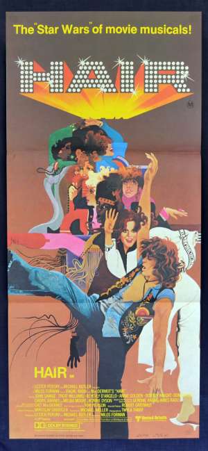 Hair Poster Original Daybill 1979 Milos Foreman Treat Williams Beverly D&#039;Angelo