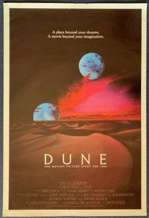 Dune Poster Original One Sheet 1984 RARE Two Moon Art David Lynch Sting
