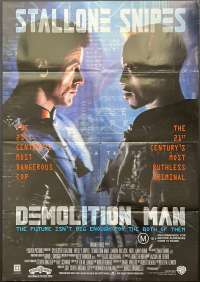 Demolition Man Poster Original One Sheet 1993 Sylvester Stallone Wesley Snipes