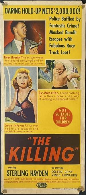 The Killing Poster Daybill RARE Original 1956 Stanley Kubrick Film Noir