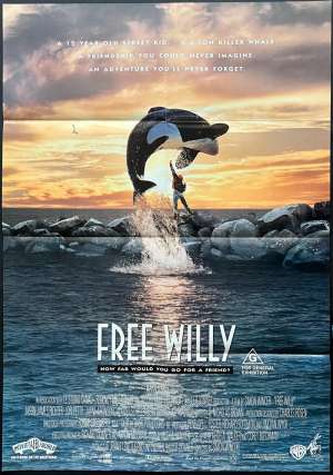Free Willy Poster Original One Sheet 1993 Lori Petty Keiko Killer Whale