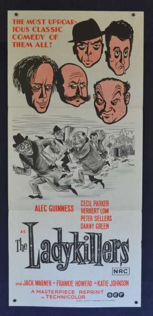 The Ladykillers 1955 Daybill Movie poster 1972 Re-Issue Alec Guinness Herbert Lom Peter Sellers