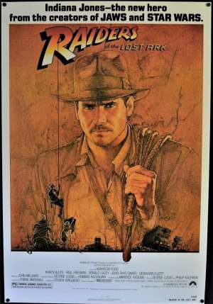 Raiders Of The Lost Ark Poster One Sheet Reprint 1994 Indiana Jones Amsel Art