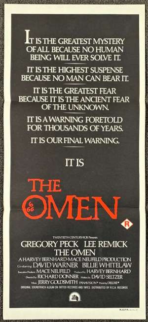 The Omen Poster Original Daybill 1976 Gregory Peck Lee Remick Antichrist