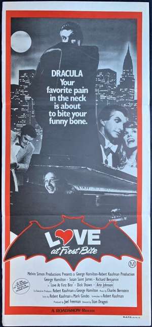 Love At First Bite 1979 Daybill Movie poster George Hamilton Bram Stoker Dracula