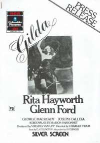 Gilda 1946 Home Video Press Release 1986 2 pages Rita Hayworth