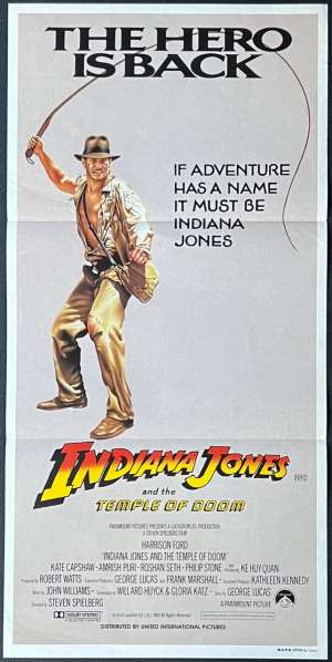 Indiana Jones And The Temple Of Doom Poster Daybill 1984 Hero Is Back