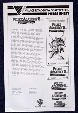 Police Academy 5 Original Movie Press Sheet 1987 Michael Winslow