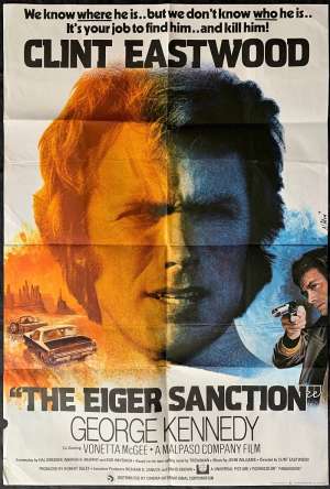 The Eiger Sanction Poster Original British One Sheet 1975 Clint Eastwood