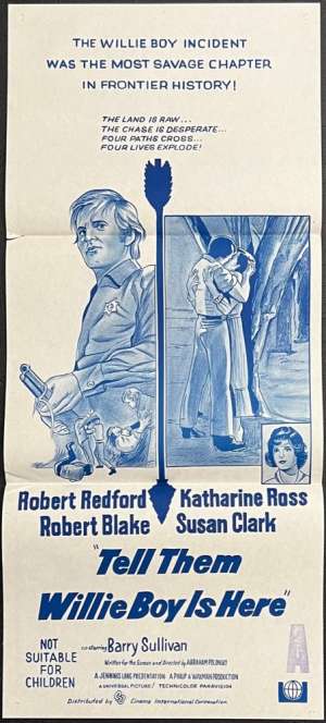 Tell Them Willie Boy Is Here Daybill Poster Robert Redford Katherine Ross