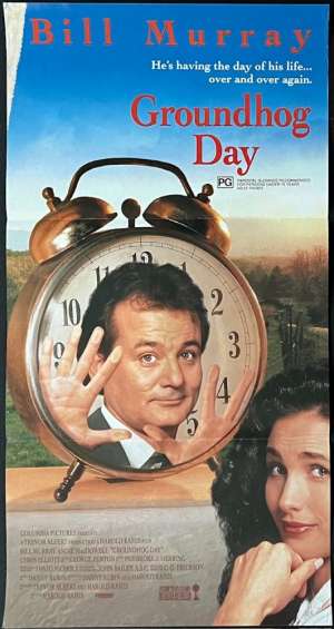 Groundhog Day Movie Poster Daybill Bill Murray Andie Macdowell Harold Ramis