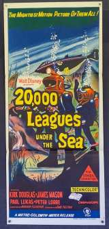 20,000 Leagues Under The Sea Poster Original Daybill 1960's RI Kirk Douglas Vintage