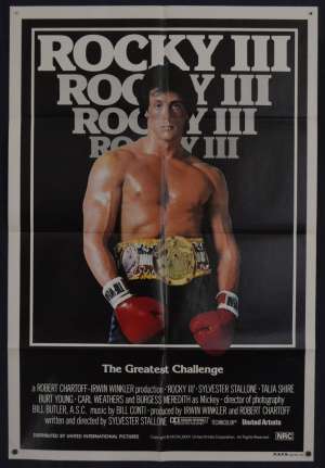 Rocky 3 Poster One Sheet Original 1982 Sylvester Stallone Fighting